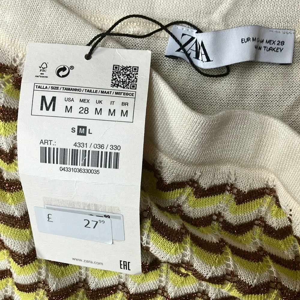 Zara Stylish Yellow Patterned Skirt size Medium - Picture 2 of 2